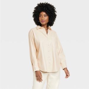 NWT A New Day Faux Leather Jacket, cream size large